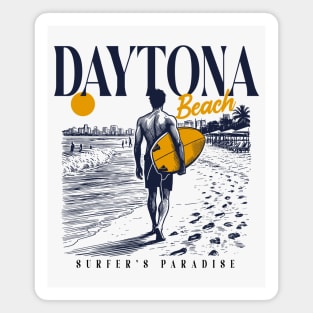 Vintage Surfing Daytona Beach, Florida // Retro Surfer Sketch // Surfer's Paradise Magnet